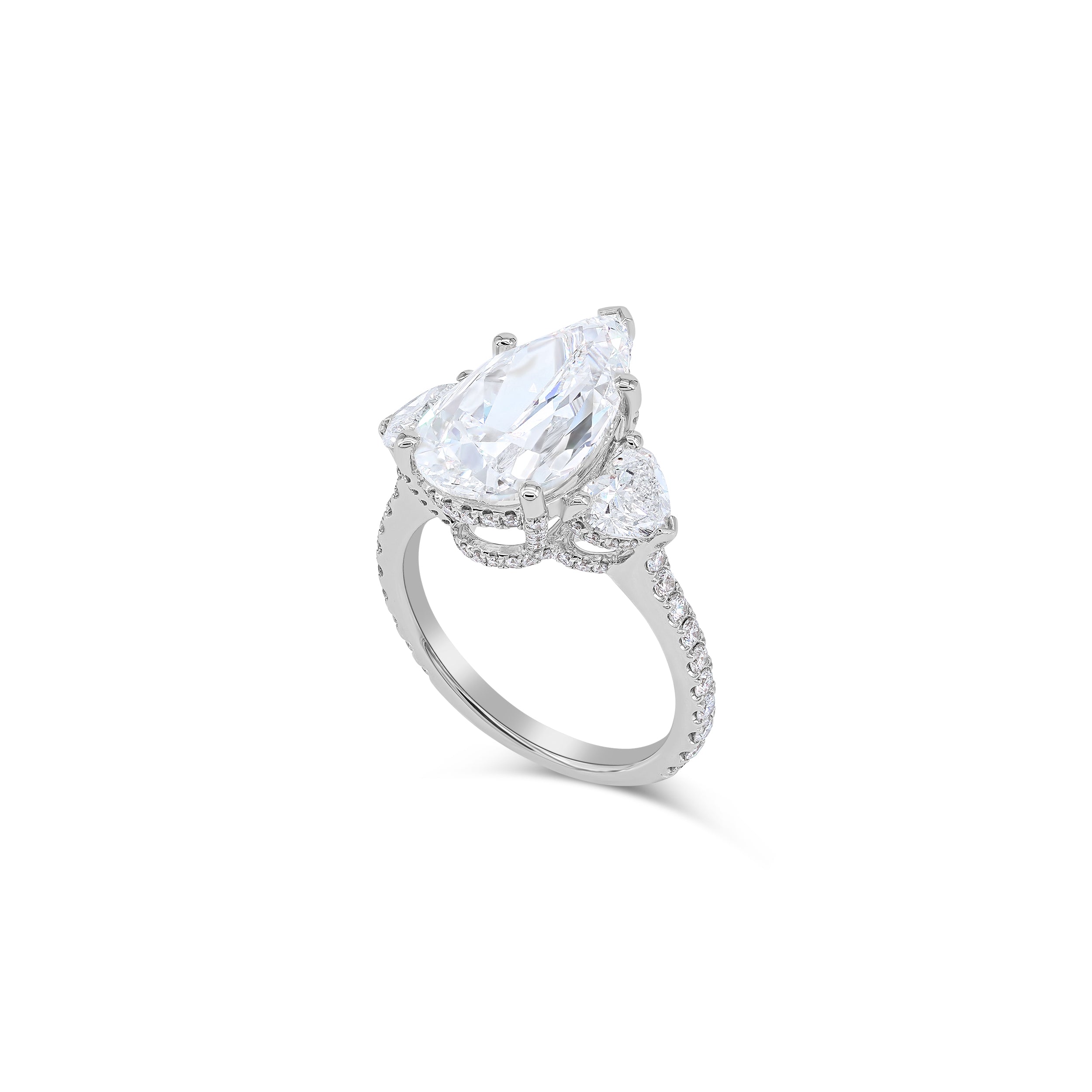 Three-Stone Pear Shape Diamond Engagement Ring