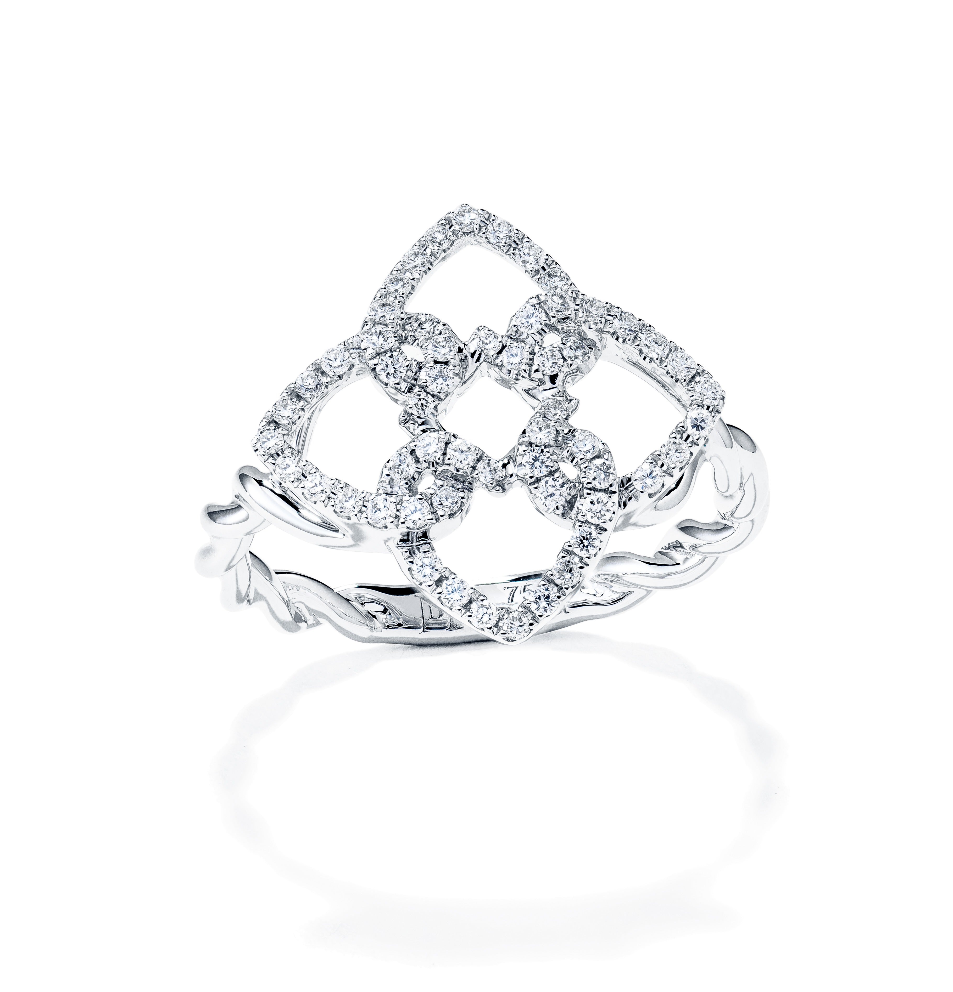 Swirl Round Diamond Ring