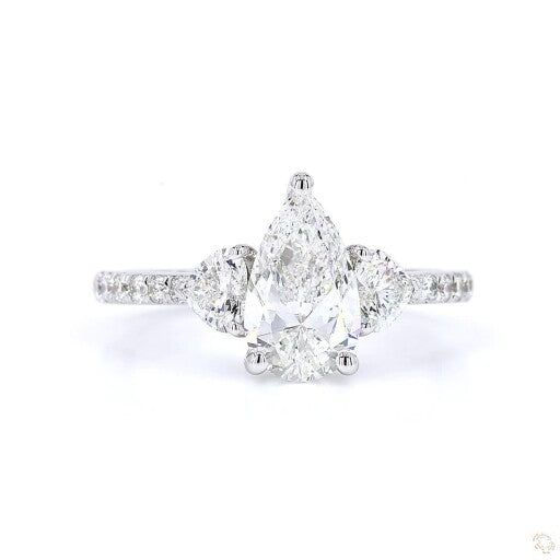 Pear & Heart Shape Three-Stone Diamond Engagement Ring