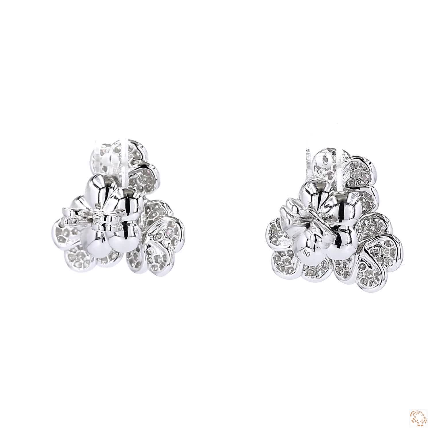 Triple Flower Diamond Stud Earrings
