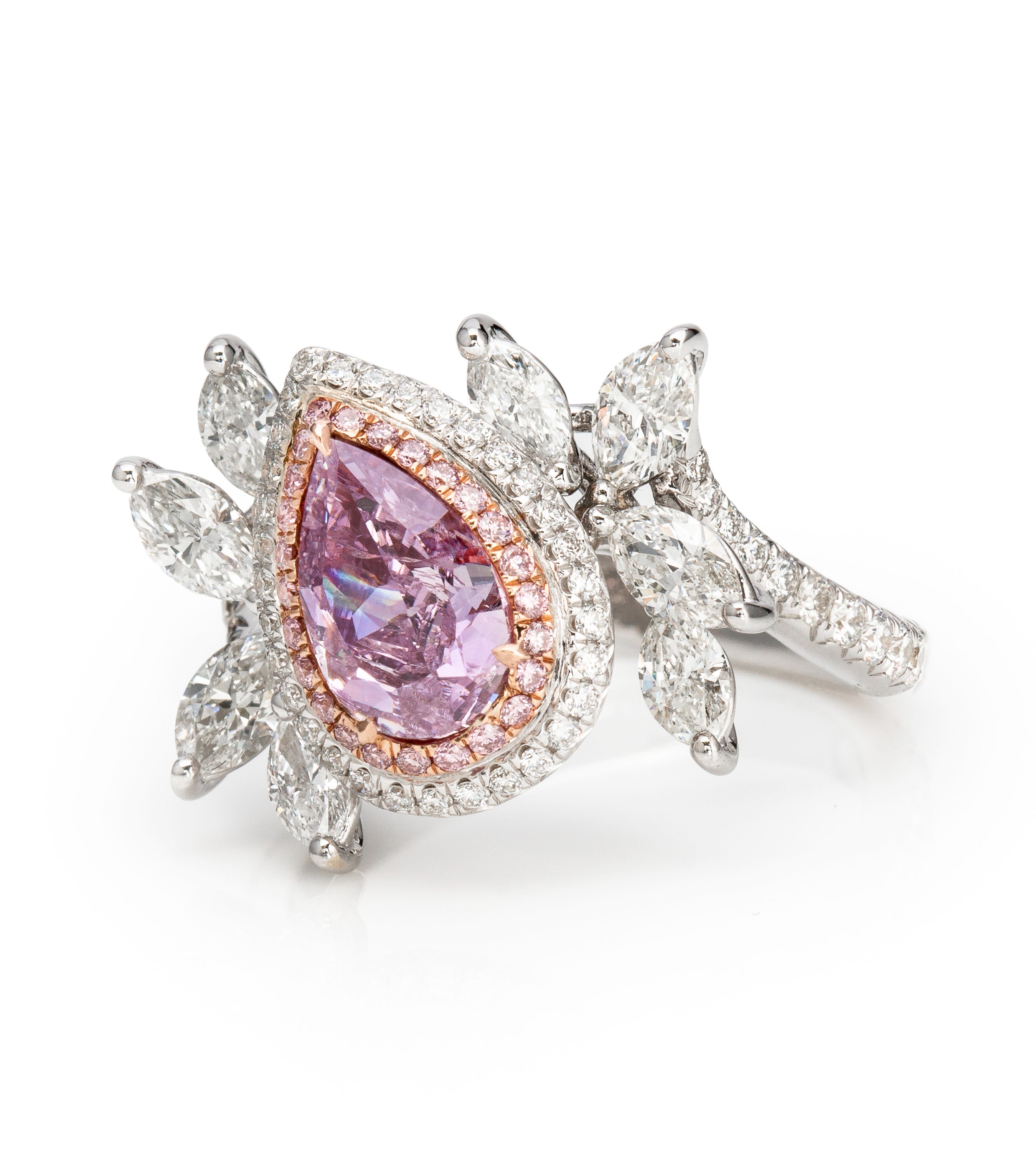 Pear Fancy Intense Pinkish Purple Diamond Ring