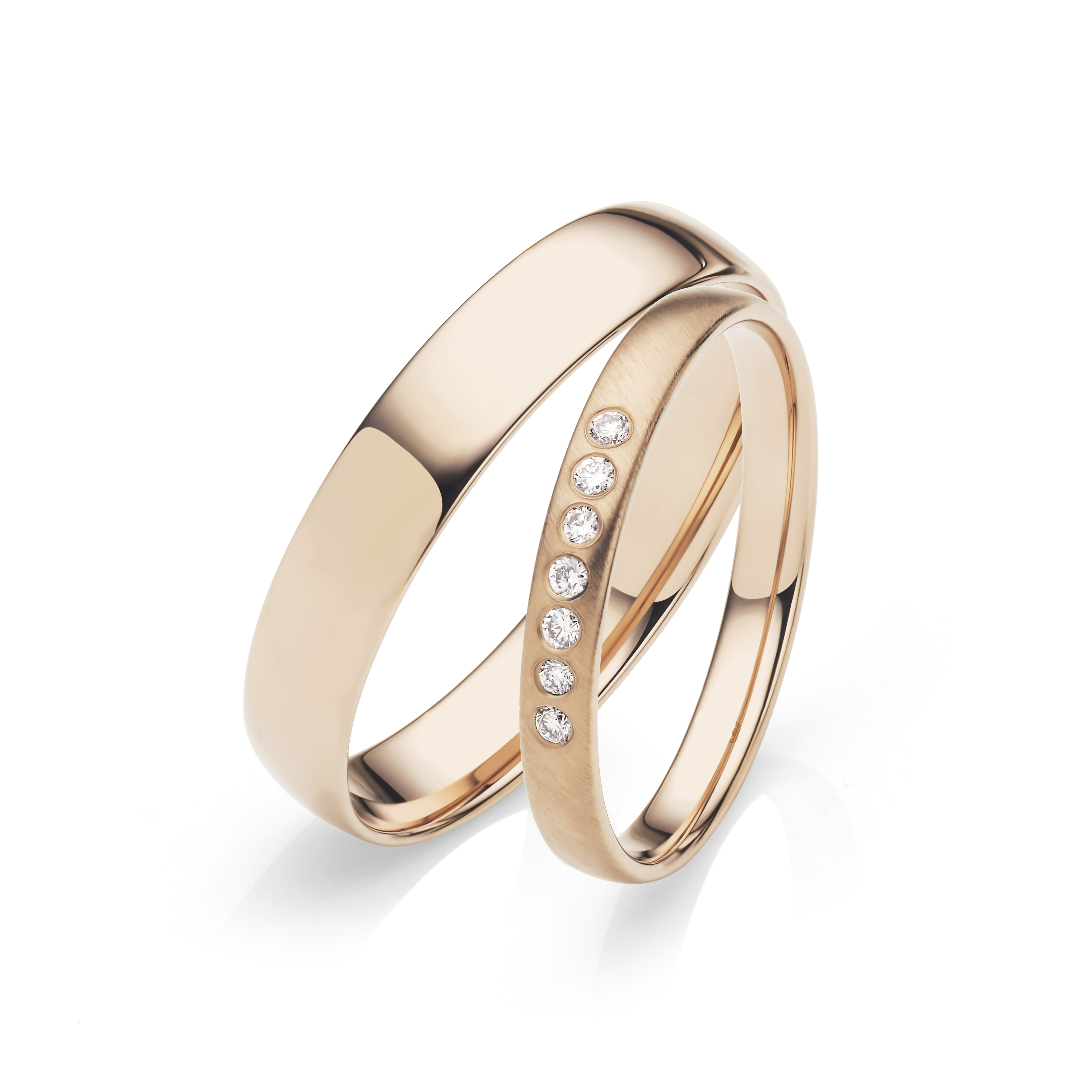 Slim 18K Rose Gold Polished Wedding Ring Pair