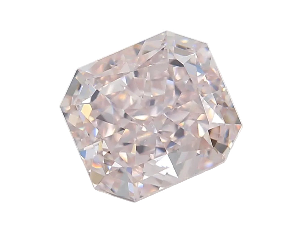 Radiant pink diamond on a light gray background