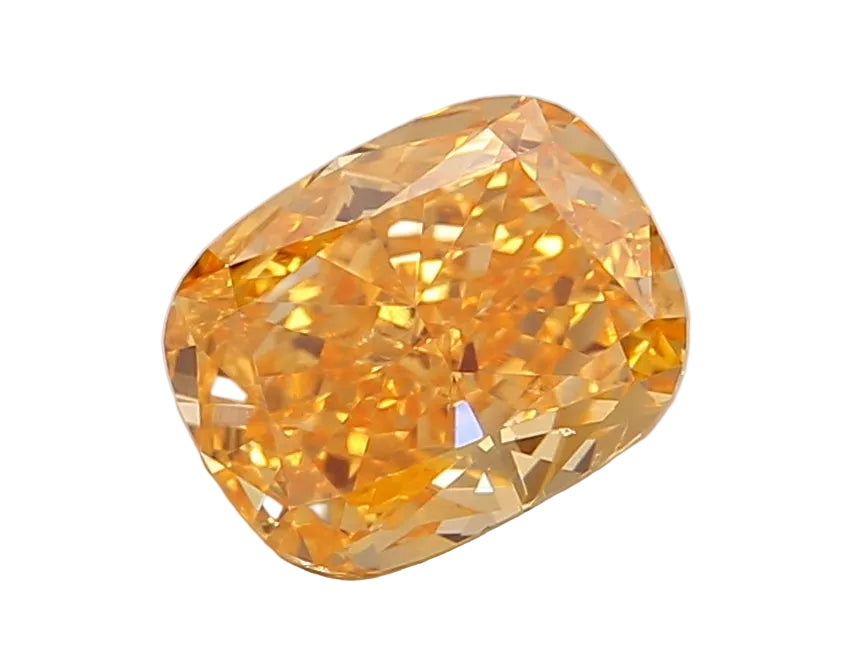 1 Carat Fancy Vivid Yellowish Orange Cushion Diamond GIA