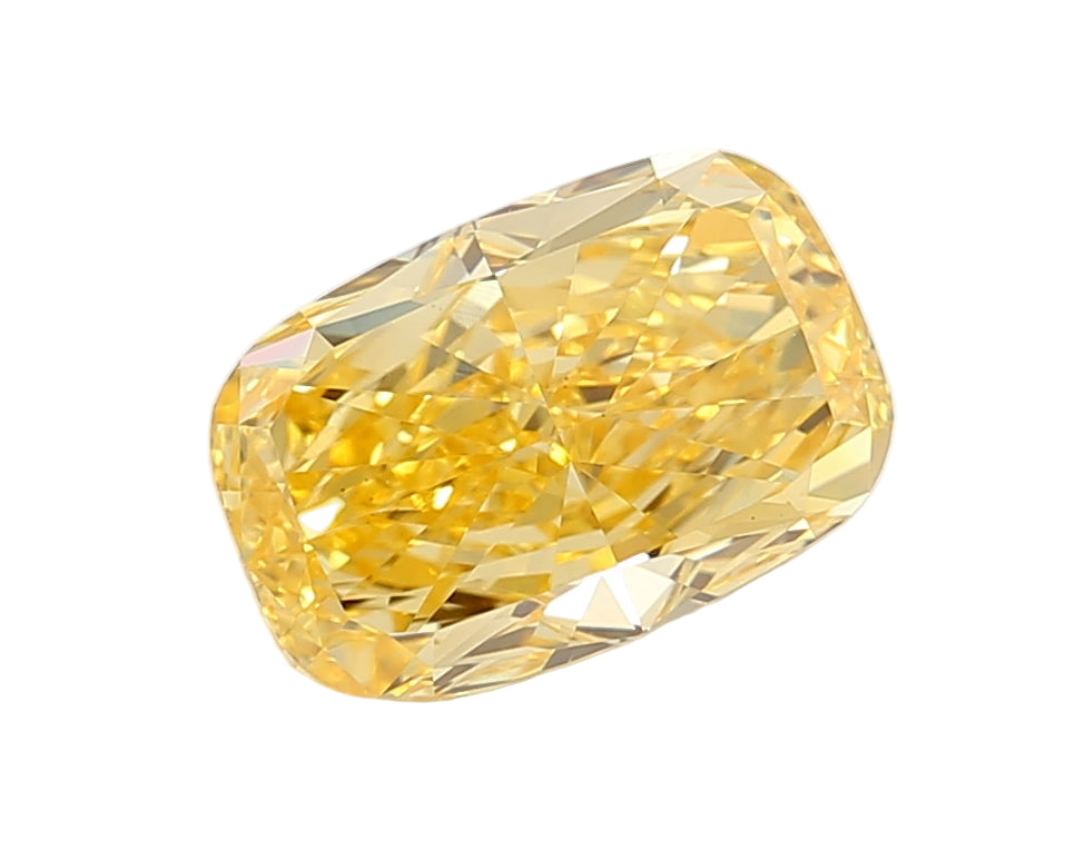 2.35 Carat Fancy Vivid Orangy Yellow Cushion  Diamond VS2 GIA