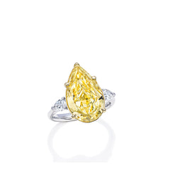 Pear Shape Yellow & White Diamond Ring