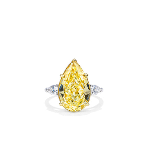 Pear Shape Yellow & White Diamond Ring