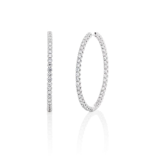 18K Gold Big Double-sided Hoop Diamond Earrings