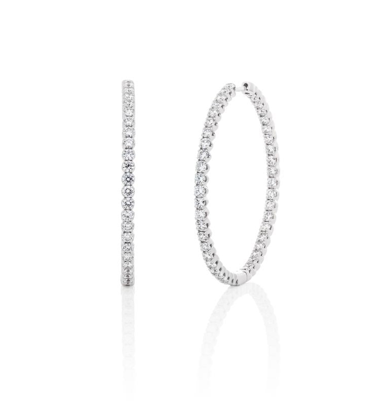 18K Gold Big Double-sided Hoop Diamond Earrings