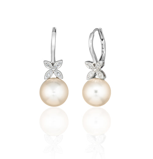 Pearl and Diamond Butterfly Earrings