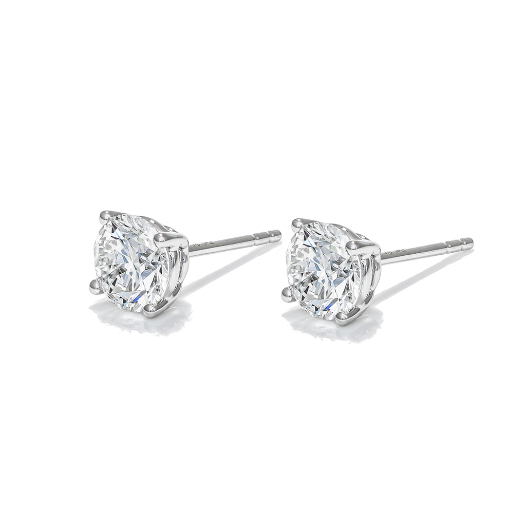 One Carat Each Diamond Stud Earrings