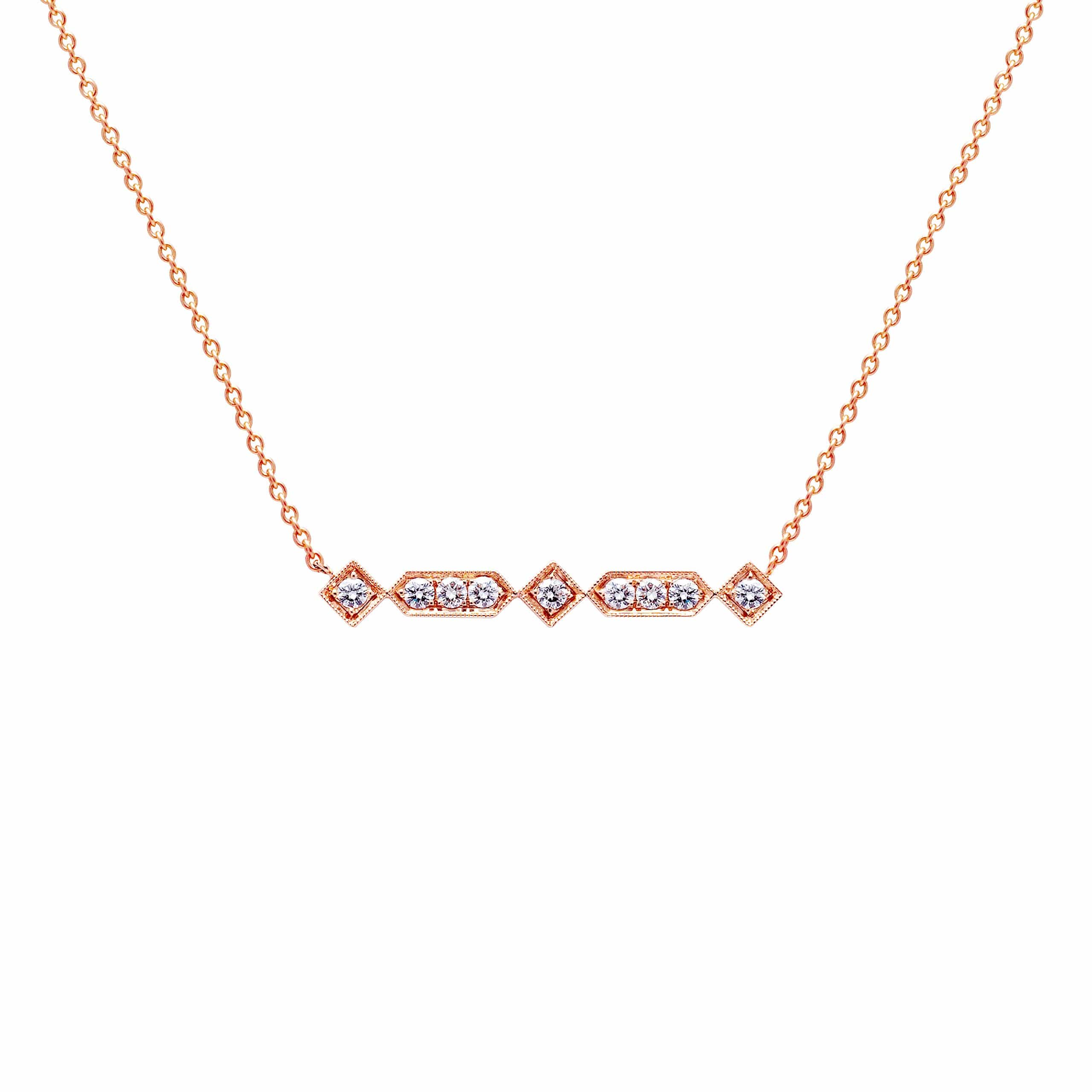 18K Gold Vintage Diamond Bar Necklace
