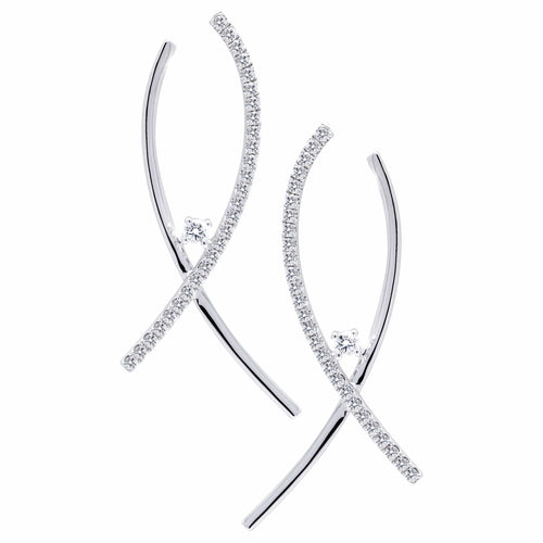 18K Gold XCross Diamond Earrings