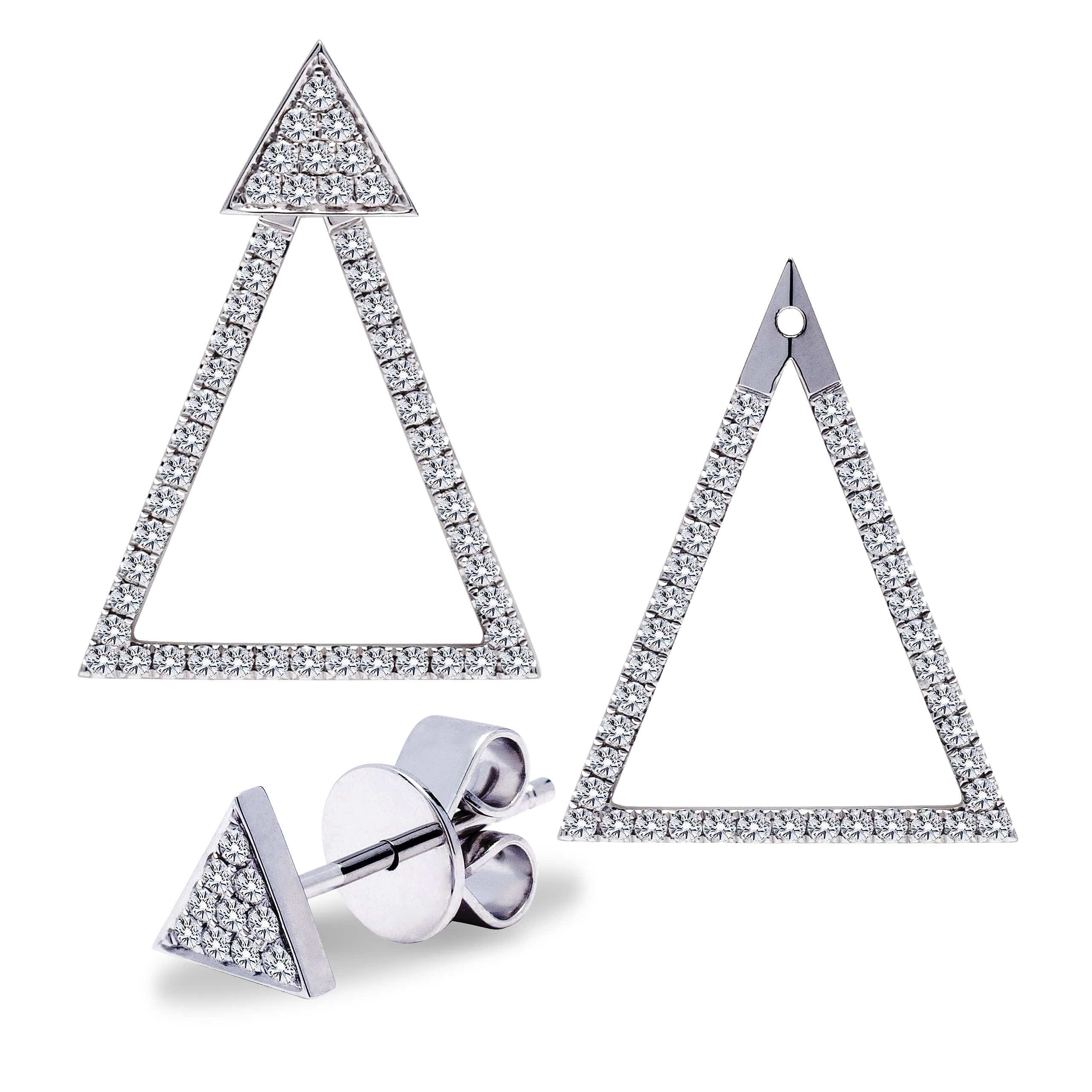 18K Gold Trillion Shaped Diamond Earrings