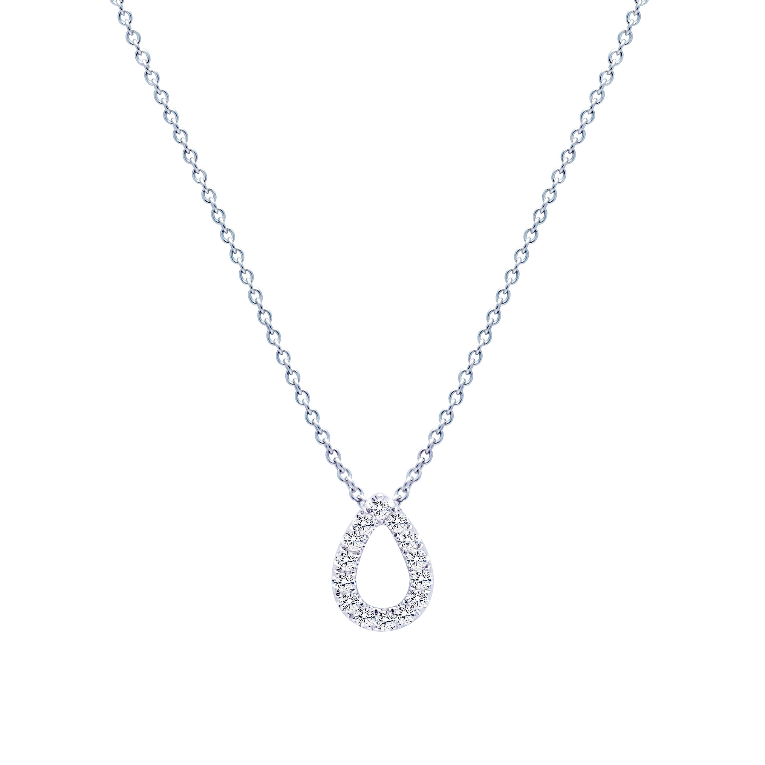 18K Gold Pear Shape Diamond Necklace