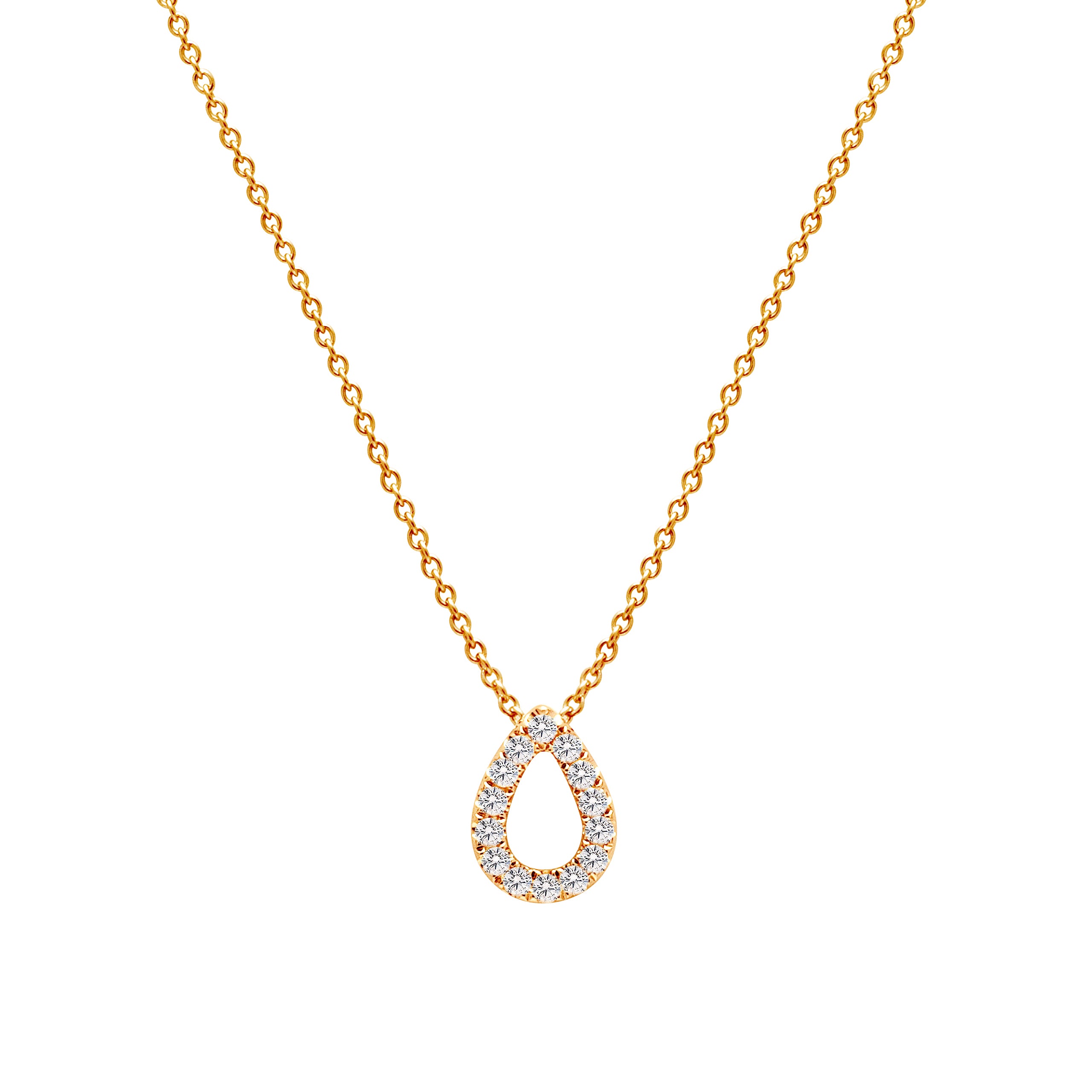 18K Gold Pear Shape Diamond Necklace