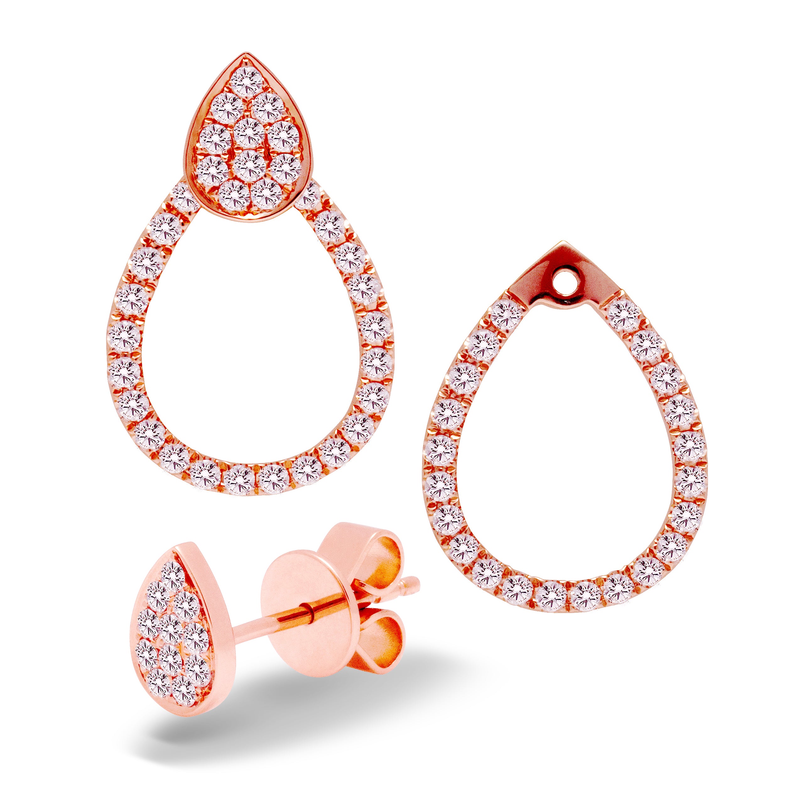 18K Gold Pear Shape Diamond Earrings