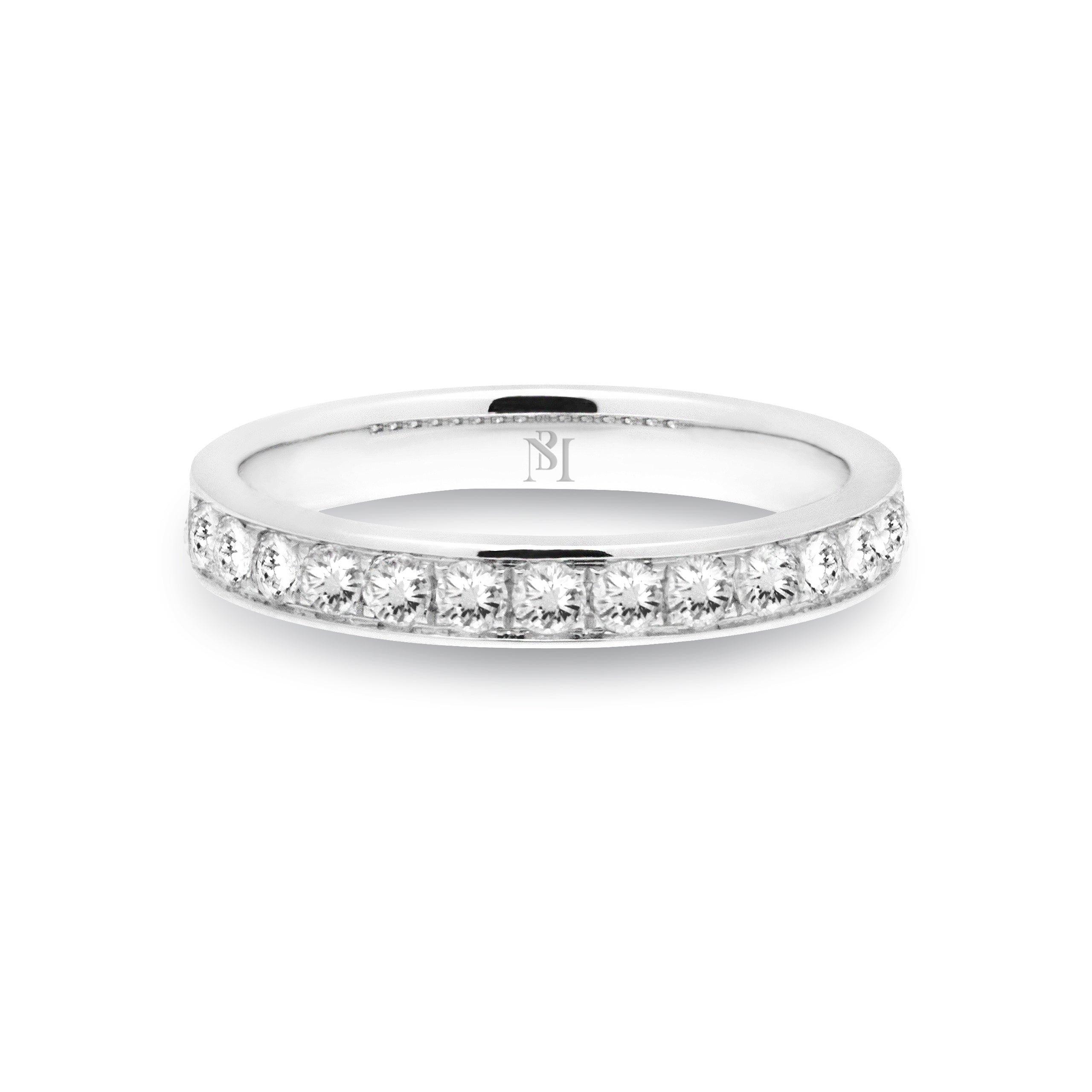 Diamonds Channel Set Half Eternity Band