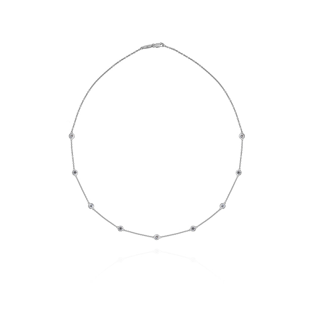 18K Gold Bezel-Set Stationed Diamond Necklace (0.45 Carat)