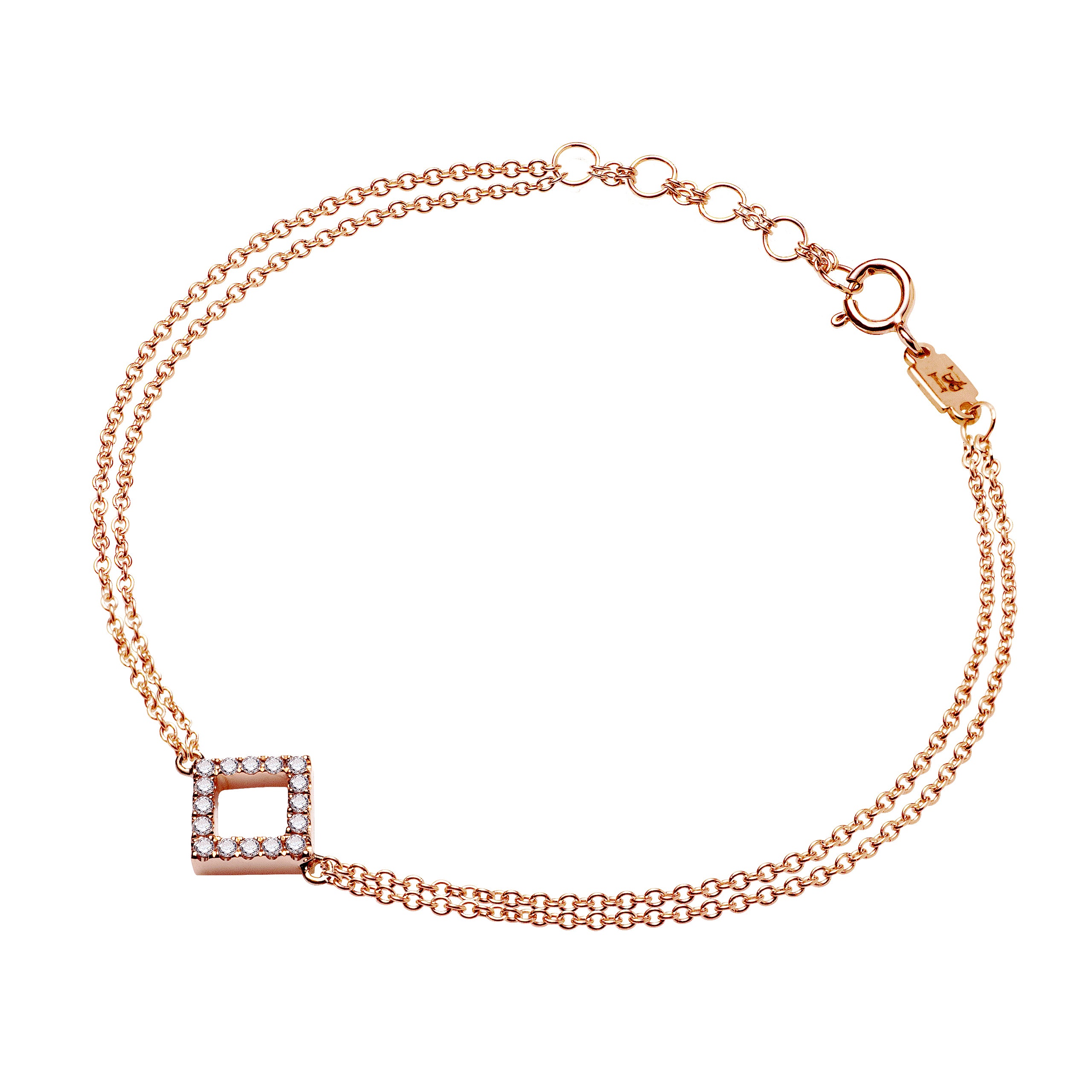 18K Gold & Diamonds Geometric Princess Bracelet