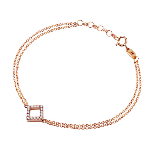 18K Gold & Diamonds Geometric Princess Bracelet