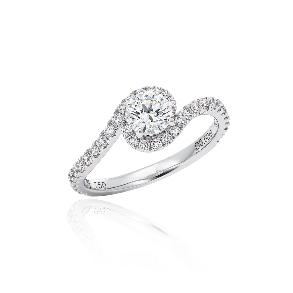 “Swirl” Round Brilliant GIA Certified Diamond Ring