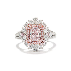 Cushion Cut Pink & White Diamond Ring