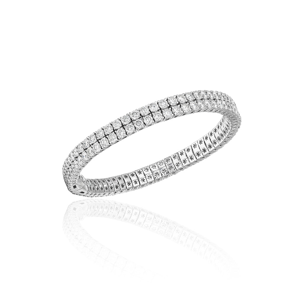 Round Brilliant Two Line Diamond Bangle