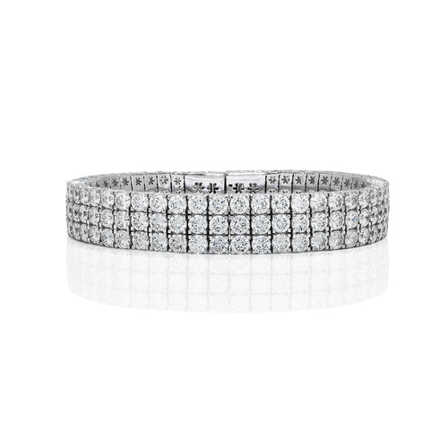 Four Prongs Three Line Diamond Tennis Bracelet