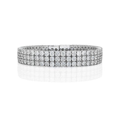 Round Brilliant Three Line Diamond Bangle