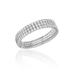 Round Brilliant Three Line Diamond Bangle